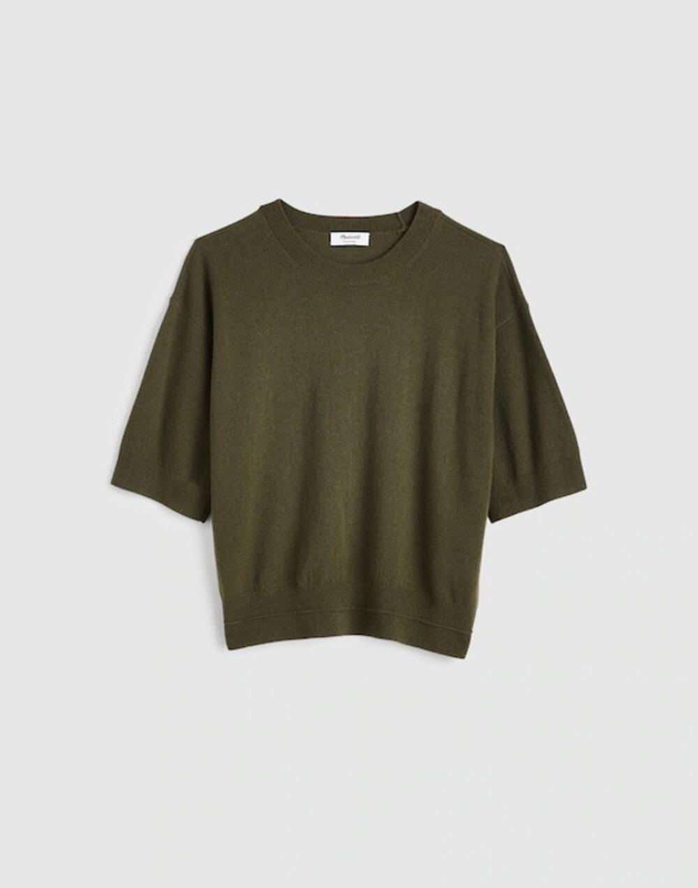 Madewell Relaxed Sweater Tee in 100% Cashmere Olive Moss Green Small NWT